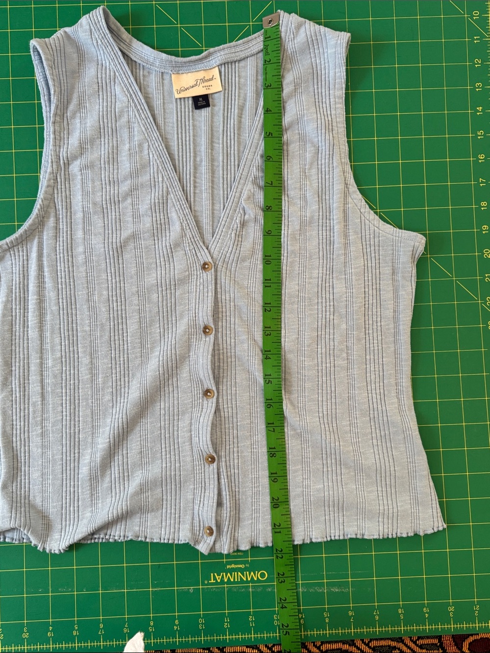 Universal Thread Light Blue Ribbed Button-Front Tank, size XL - Picture 7 of 8